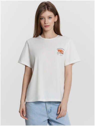 Футболка женская белая с принтом и надписью Mark Formelle / 103235376 - вид 2