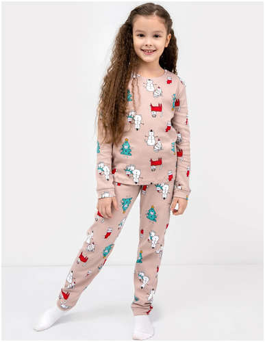 Хлопковая пижама для девочек (лонглсив и брюки) Mark Formelle / 103171891 - вид 2
