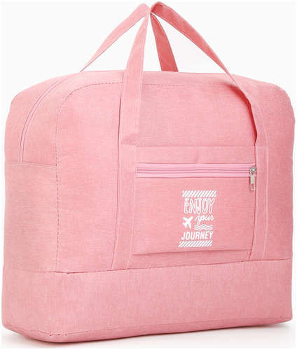 Сумка дорожная на молнии, отдел для обуви, наружный карман, держатель для чемодана, розовая / 103221823 - вид 2