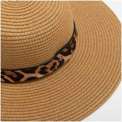 Шляпа женская с леопардовым ремешком minaku цвет коричневый, р-р 58 / 10355131 - вид 2
