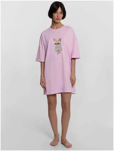 Туника домашняя женская розовая с принтом и надписью Mark Formelle 103238687