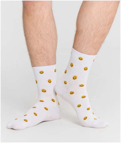 Носки мужские белые со смайликами Mark Formelle / 103239328 - вид 2