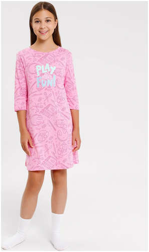 Сорочка ночная для девочек розовая с принтом Mark Formelle / 103171791 - вид 2