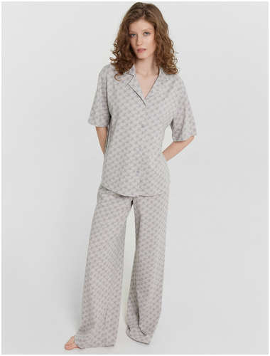 Комплект домашний женский серый с принтом в виде монограммы Mark Formelle 103241363