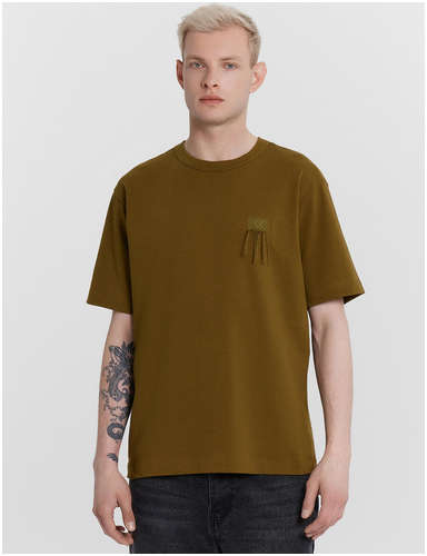 Футболка мужская хаки с вышивкой на груди Mark Formelle 103236525