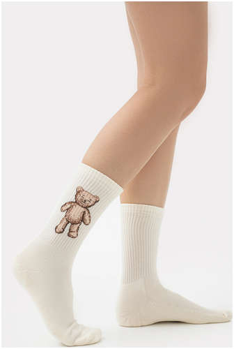 Носки женские бежевые с рисунком в виде медвежат Mark Formelle 103174640
