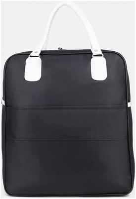 Сумка дорожная на молнии, наружный карман, держатель для чемодана, цвет черный/белый / 103104939 - вид 2