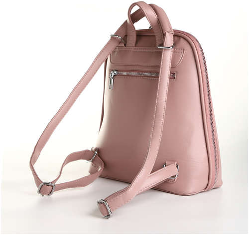 Рюкзак городской из искусственной кожи на молнии, цвет розовый / 103179332 - вид 2
