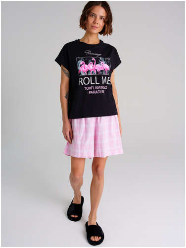 Комплект фуфайка трикотажная футболка шорты пижама фланелевые классического пояс брюки PLAYTODAY 103162314