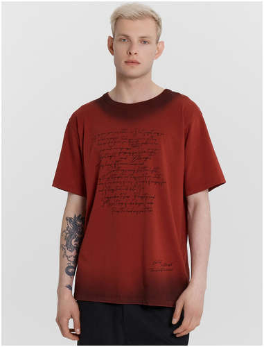Футболка мужская бордовая с принтом Mark Formelle 103238913