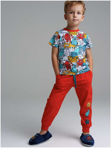 Комплект трикотажный фуфайка футболка брюки пижама пояс PLAYTODAY 103162326