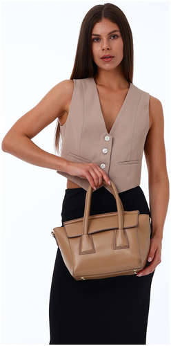 Сумка женская на молнии, цвет бежевый / 103199053 - вид 2