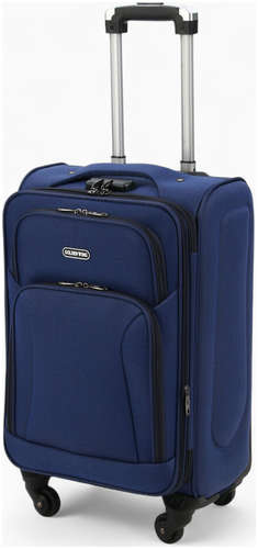 Чемодан на колесах маленький 45 л (s), на молнии, кодовый замок, 4 колеса, синий 103242022