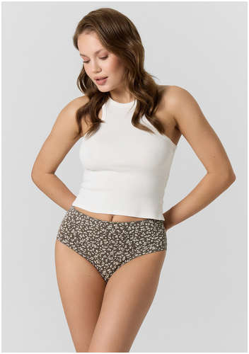 Трусы макси женские хаки с цветочным принтом Mark Formelle 103239142