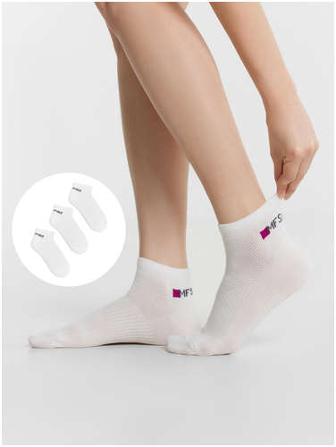 Носки женские спортивные укороченные белые в наборе, 3 пары Mark Formelle 103232929