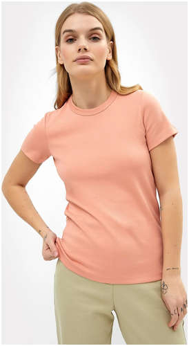 Хлопковая футболка из интерлока в персиковом цвете Mark Formelle 103173435
