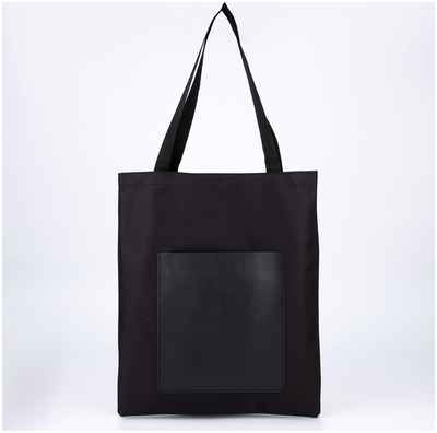 Сумка-шопер с карманом, черный цвет, 40 х 35 см NAZAMOK / 10330078 - вид 2
