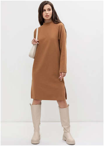 Платье из селаника с длинным рукавом в коричневом цвете Mark Formelle / 103176871
