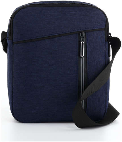 Сумка мужская через плечо, 2 отдела на молниях, наружный карман, синяя / 103202014 - вид 2