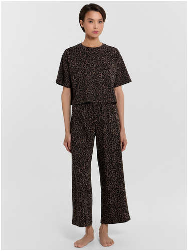 Комплект домашний женский коричневый с леопардовым принтом Mark Formelle 103237976