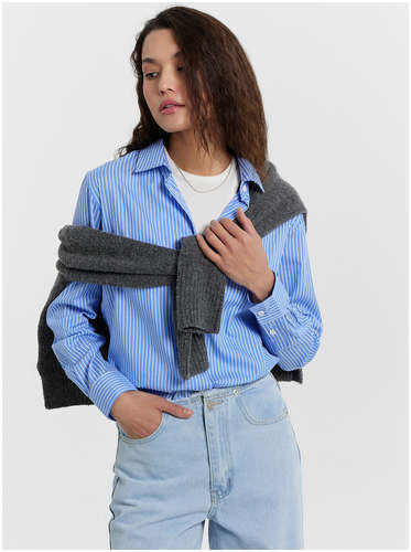 Рубашка женская синяя в полоску Mark Formelle 103237043