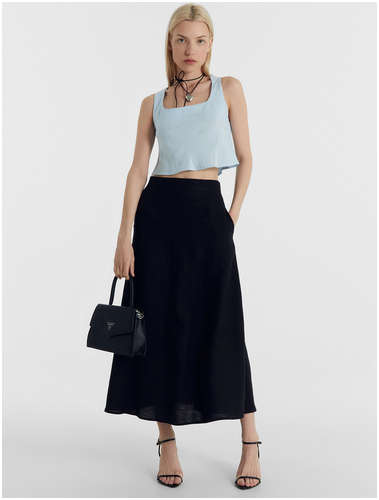 Юбка женская черная из вискозы и льна Mark Formelle 103191722