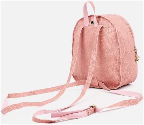 Мини-рюкзак женский из искусственной кожи на молнии, 1 карман, цвет розовый / 103128044 - вид 2
