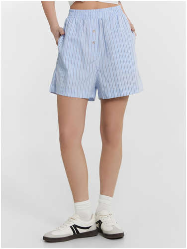 Шорты женские голубые в полоску Mark Formelle / 103230616 - вид 2