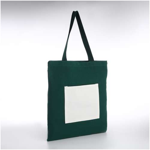 Сумка-шопер без застежки, из текстиля, цвет зеленый/белый 103165210