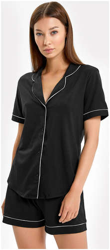 Хлопковый комплект черного цвета (рубашка и шорты) Mark Formelle / 103182494 - вид 2