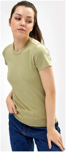 Хлопковая футболка из интерлока в зеленом цвете Mark Formelle / 103168354 - вид 2