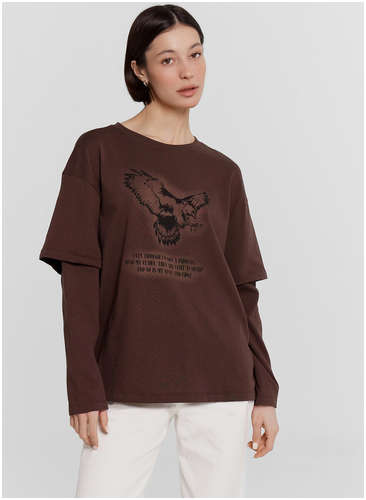 Джемпер женский коричневый с принтом Mark Formelle / 103224988 - вид 2