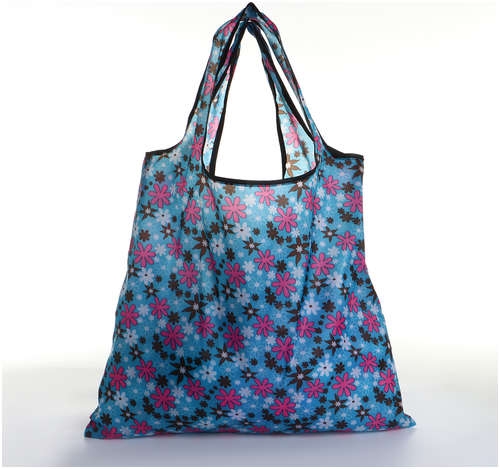 Сумка хозяйственная без застежки, складная, цвет голубой / 103231142 - вид 2