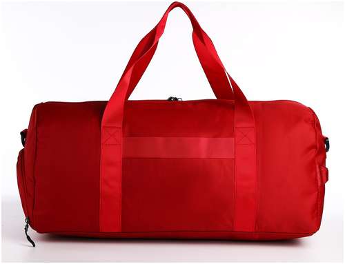 Сумка дорожная на молнии, наружный карман, держатель для чемодана, длинный ремень, цвет красный / 103156979 - вид 2