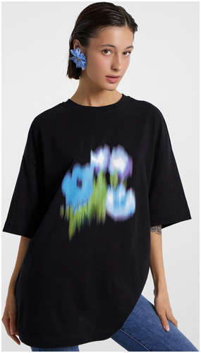 Футболка женская черная с цветами Mark Formelle / 103203983 - вид 2