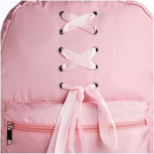 Рюкзак школьный текстильный с лентами, 38х29х11 см, цвет розовый, отдел на молнии NAZAMOK / 103160092 - вид 2