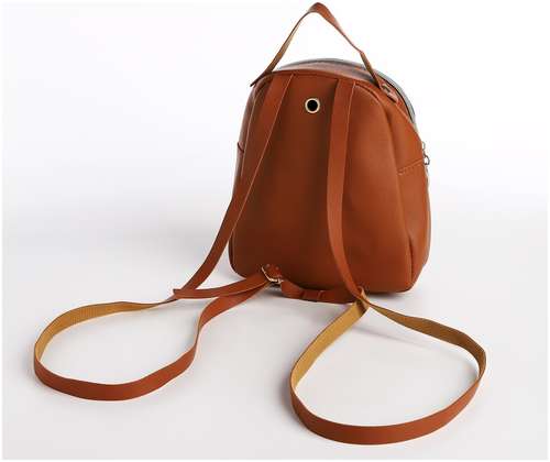Мини-рюкзак женский из искусственной кожи на молнии, 1 карман, цвет коричневый / 103156134 - вид 2