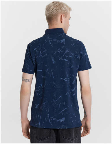 Поло мужское синее с принтом Mark Formelle / 103236433 - вид 2