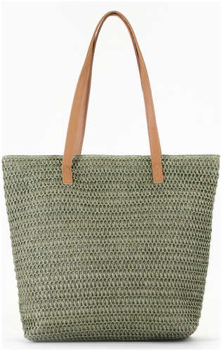 Сумка пляжная на молнии, на подкладке, зеленая 103223057