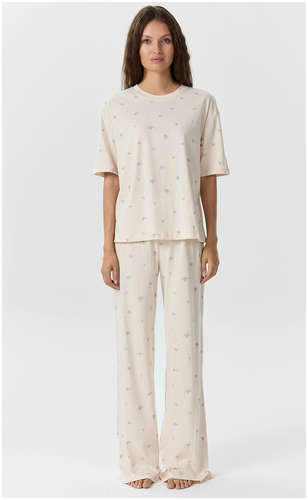 Комплект домашний женский кремовый с цветочным принтом Mark Formelle 103242677