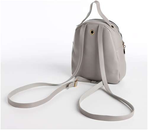 Мини-рюкзак женский из искусственной кожи на молнии, 1 карман, цвет серый / 103156062 - вид 2