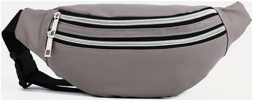 Поясная сумка на молнии, наружный карман, цвет серый 103150442