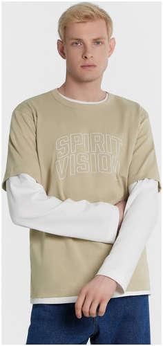 Мужская футболка бежевая с надписью Mark Formelle 103220837