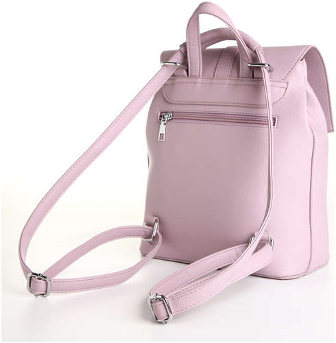 Рюкзак городской из искусственной кожи на молнии, цвет розовый / 103179306 - вид 2