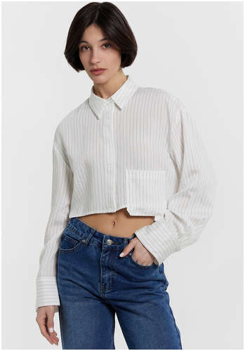 Рубашка женская укороченная в полоску Mark Formelle / 103235043 - вид 2