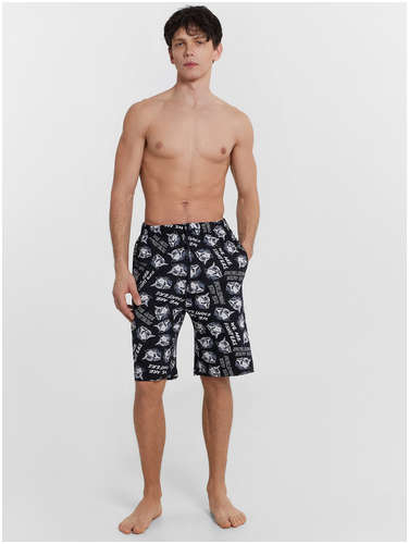 Шорты домашние мужские черные с принтом Mark Formelle / 103234266 - вид 2