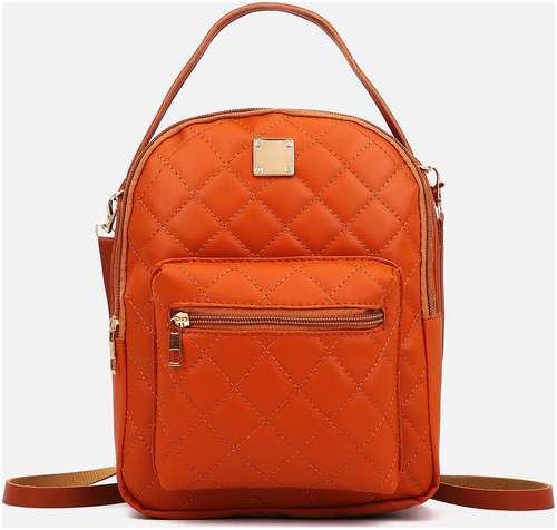Мини-рюкзак из искусственной кожи на молнии, 1 карман, цвет рыжий / 103128037