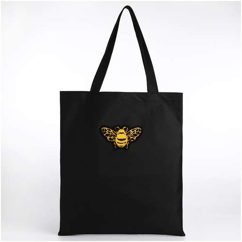 Шопер текстильный с вышивкой bee , 40х35 см, черный цвет NAZAMOK / 103151784 - вид 2
