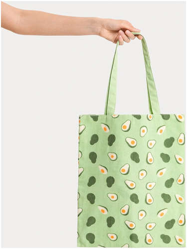 Сумка-шоппер в зеленом оттенке с принтом авокадо Mark Formelle / 103165757 - вид 2