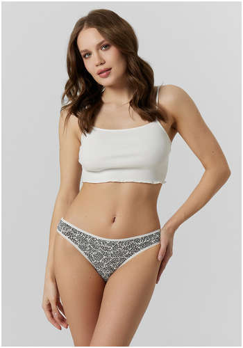 Трусы женские кремовые с растительным принтом Mark Formelle 103231089